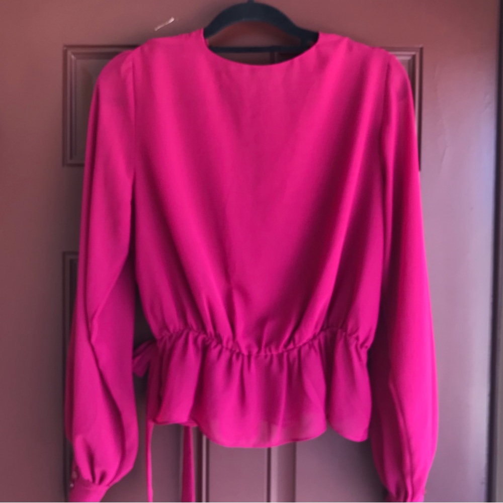 Express Raspberry Pink Wrap Blouse - image 7